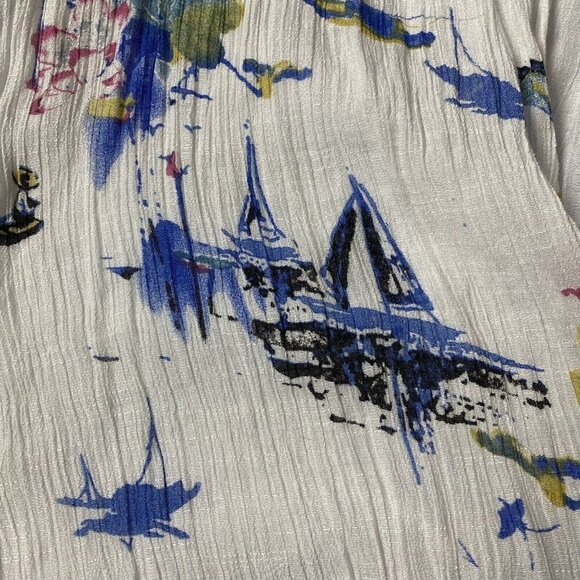 ⛵️ Nautical Sailboat Print White Gauze Tunic - Picture 5 of 11